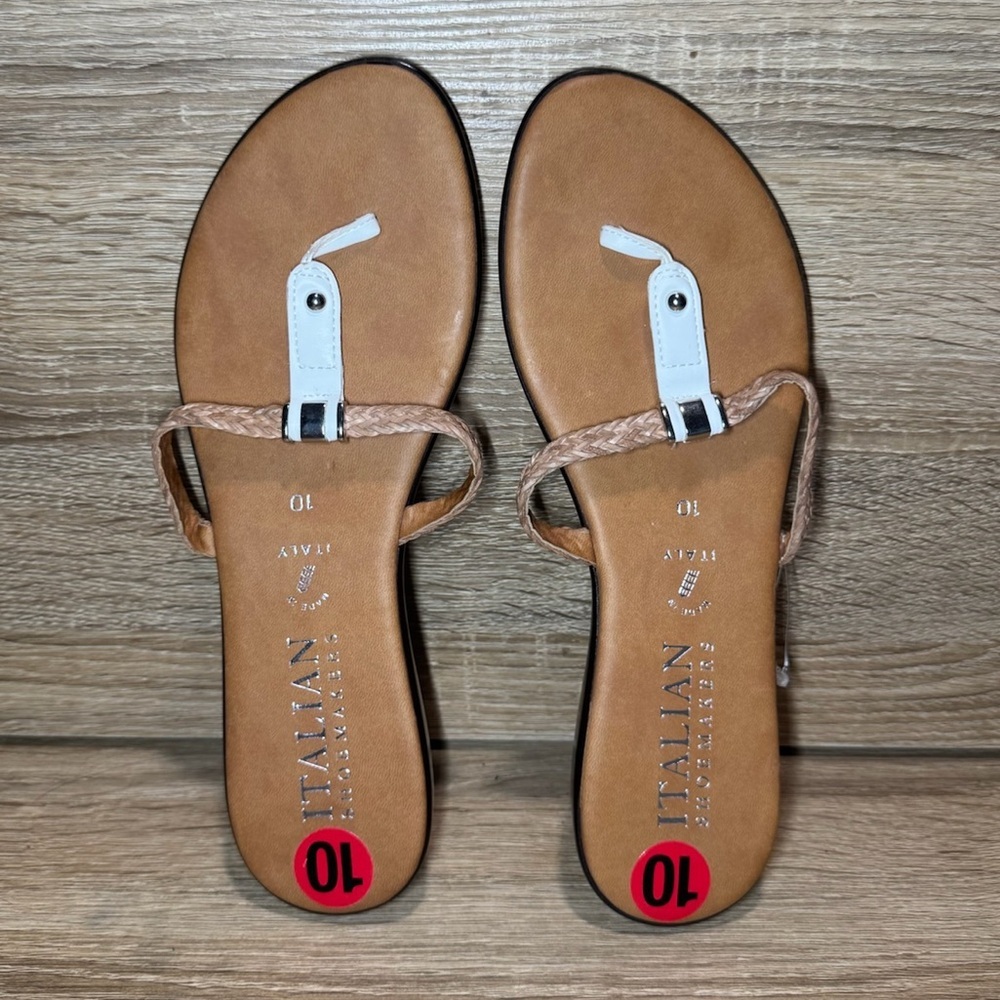 Italian Shoemakers braided sandals women’s size 10 flip flops thongs shoes Italy
